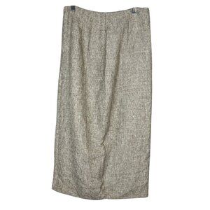 Retro Neutral Tweed Skirt Tan XL Preppy Old Money Classic Chic Glam Pencil 80s